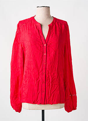 Chemisier tissage popeline manches longues rouge YEST femme