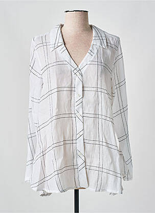 Chemisier tissage popeline manches longues blanc SEMIOLOGY femme