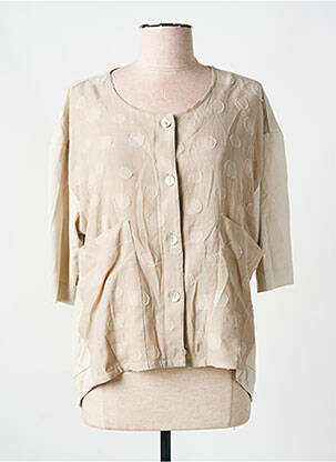 Chemisier tissage popeline manches 3/4 beige ELSEWHERE femme