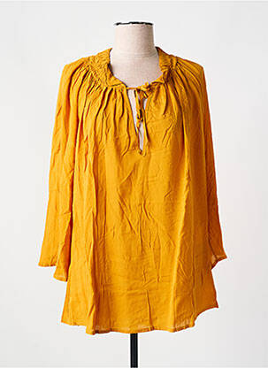 Blouse tissage popeline manches longues orange SEMIOLOGY femme