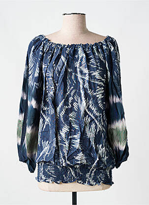 Blouse imprimé fantaisie manches longues bleu YEST femme