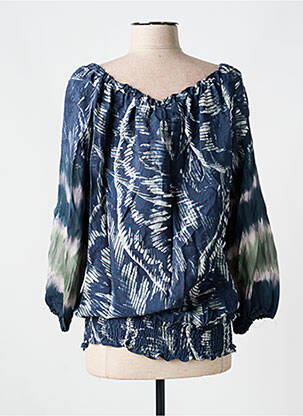 Blouse imprimé fantaisie manches longues bleu YEST femme