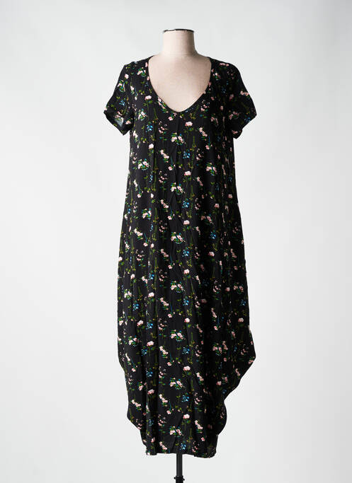 Robe longue imprimé fleurs manches courtes noir AN II VITO femme