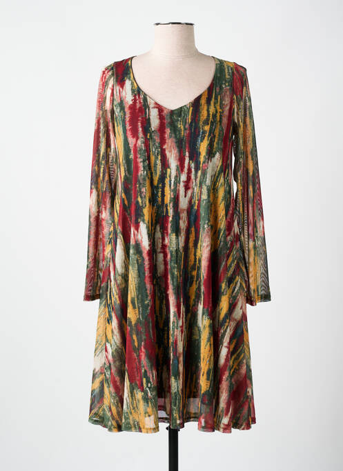 Robe mi-longue imprimé fantaisie manches longues vert AN II VITO femme