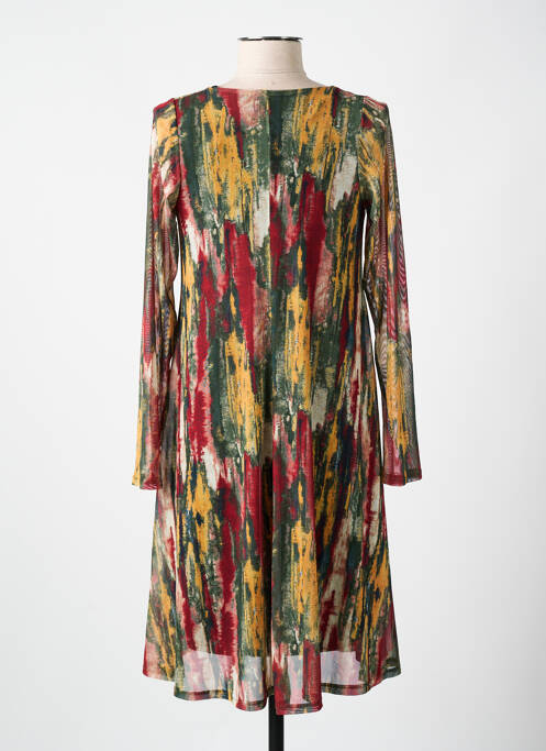 Robe mi-longue imprimé fantaisie manches longues vert AN II VITO femme