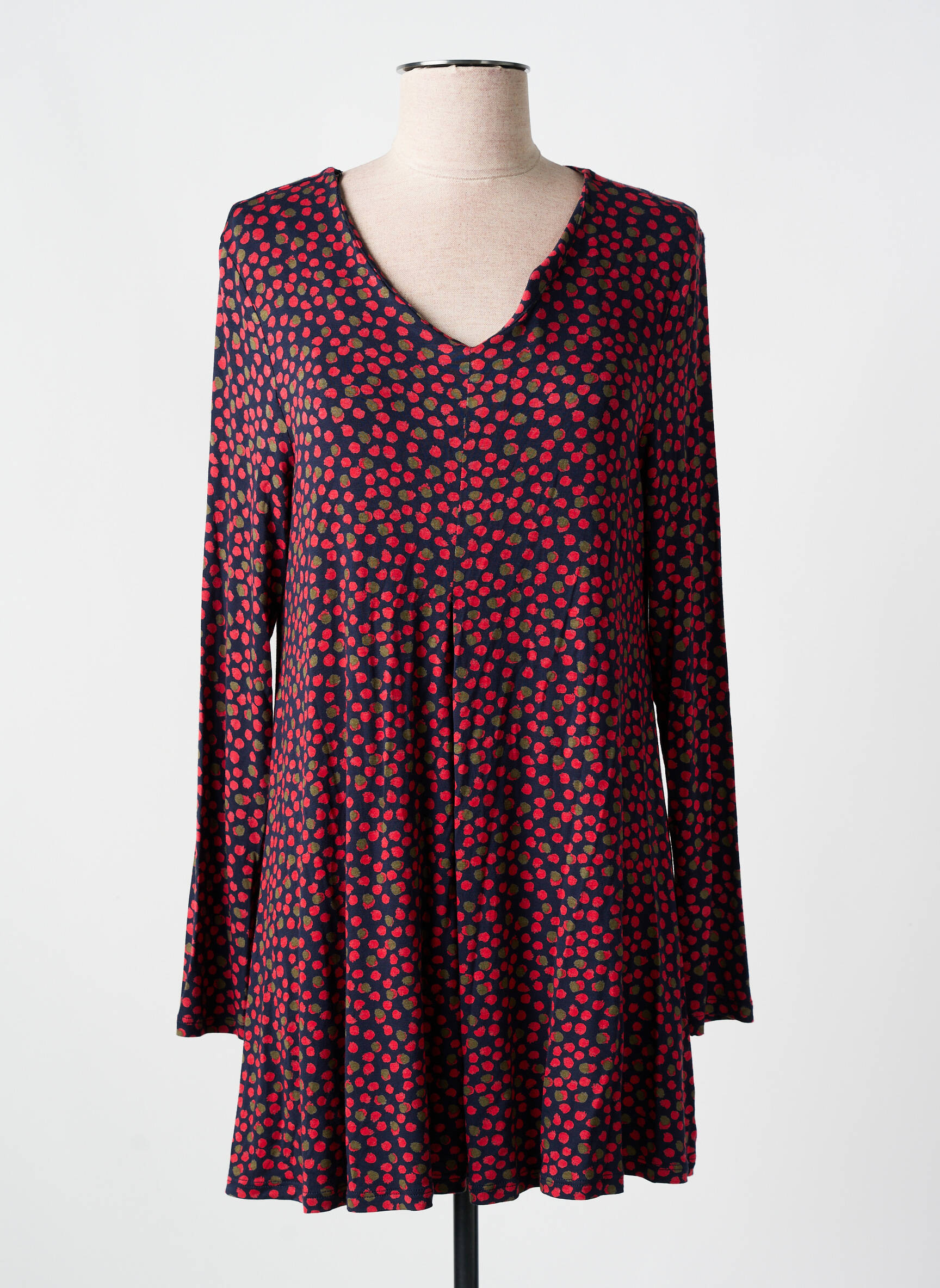 Robe courte coupe fluide manches longues rouge AN II VITO femme
