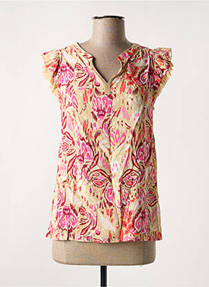 Blouse tissage popeline manches courtes rose YEST femme