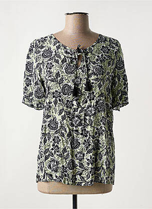 Blouse tissage popeline manches courtes vert YEST femme