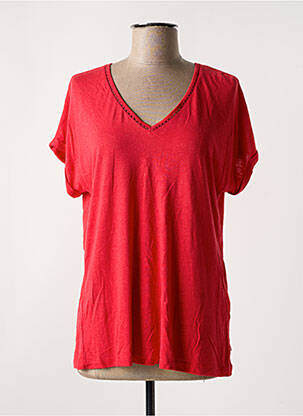 T-shirt col v manches courtes rouge YEST femme