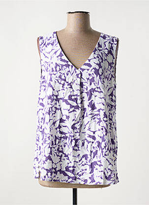 Top col v sans manche violet YEST femme