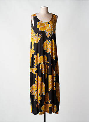 Robe longue imprimé fleurs sans manche noir ALEMBIKA femme
