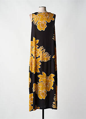 Robe longue imprimé fleurs sans manche noir ALEMBIKA femme