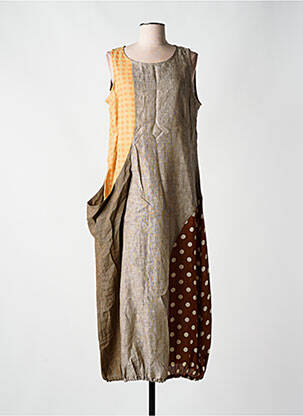 Robe longue sans manche sans manche marron ALEMBIKA femme