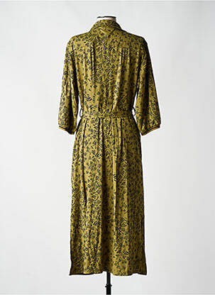Robe longue tissage crêpe manches 3/4 vert YEST femme