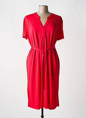 Robe mi-longue manches courtes manches courtes rouge YEST femme