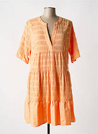 Robe mi-longue tissage crêpe manches courtes orange ESQUALO femme