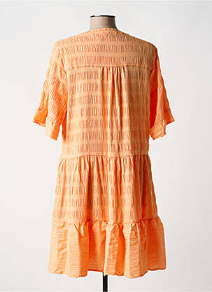 Robe mi-longue tissage crêpe manches courtes orange ESQUALO femme