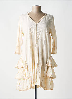 Robe mi-longue manches 3/4 manches 3/4 beige JAYKO femme