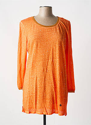 Pull tunique tissage chiné manches longues orange MALVIN femme