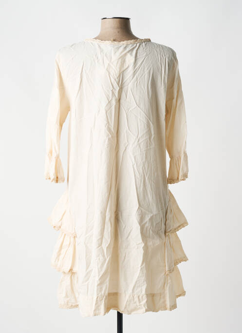Robe mi-longue manches 3/4 manches 3/4 beige JAYKO femme