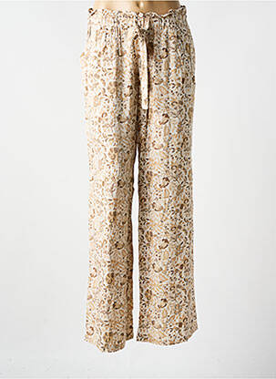 Pantalon large tissage popeline taille normale beige YEST femme