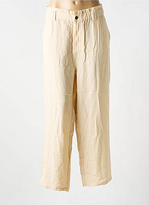Pantalon large fermeture zippée sous rabat boutonné taille normale beige YEST femme
