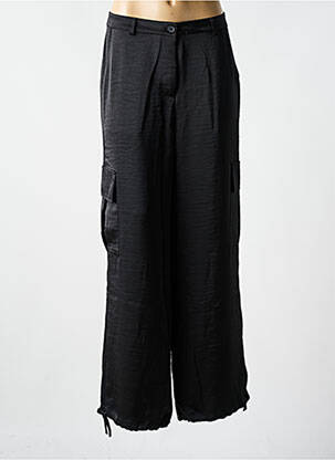 Pantalon large fermeture zippée sous rabat boutonné taille normale noir YEST femme