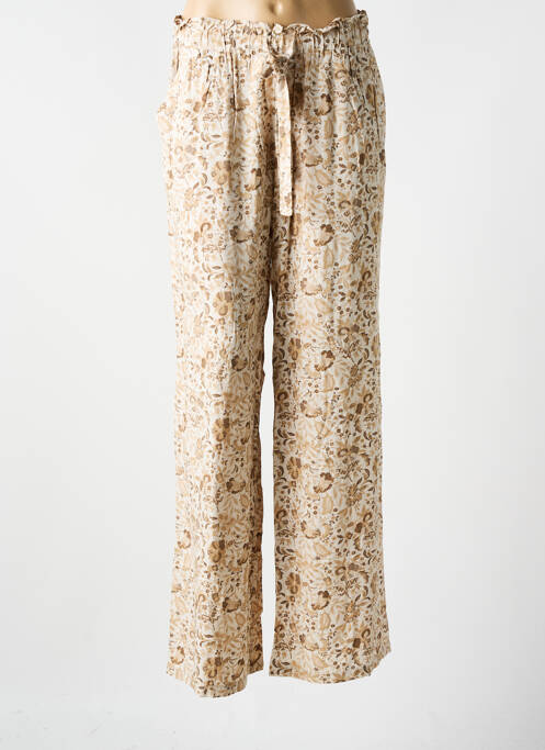 Pantalon large tissage popeline taille normale beige YEST femme