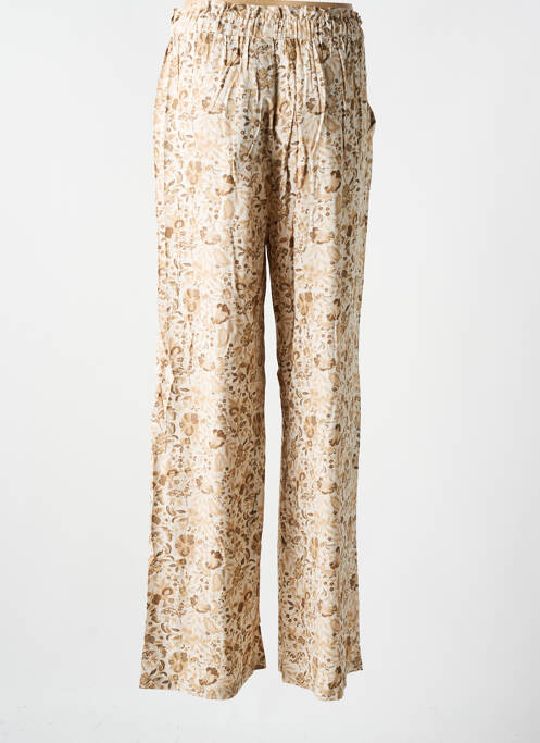 Pantalon large tissage popeline taille normale beige YEST femme
