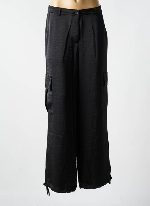 Pantalon large fermeture zippée sous rabat boutonné taille normale noir YEST femme