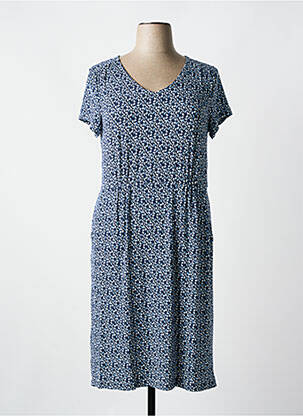 Robe mi-longue imprimé fleurs manches courtes bleu WHITE STUFF femme