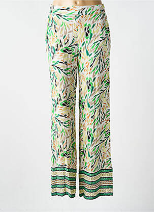 Pantalon droit tissage crêpe taille haute vert YEST femme