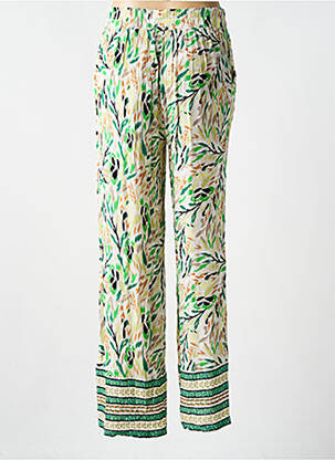 Pantalon droit tissage crêpe taille haute vert YEST femme