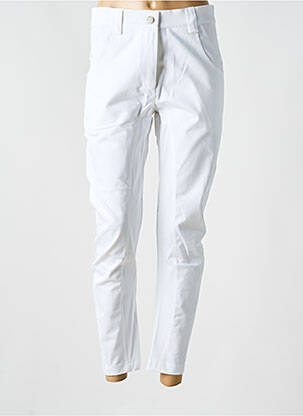 Pantalon slim tissage popeline taille haute blanc SEMIOLOGY femme