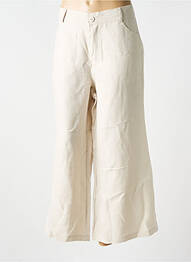 Pantalon 7/8 fermeture zippée sous rabat boutonné taille normale beige SEMIOLOGY femme