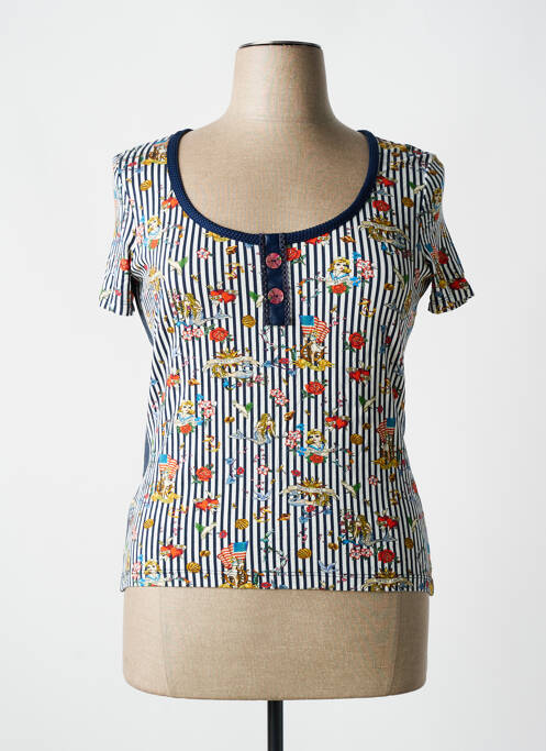 T-shirt stretch manches courtes bleu LO! LES FILLES femme