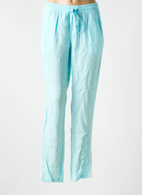 Pantalon droit tissage crêpe taille haute bleu MALVIN femme