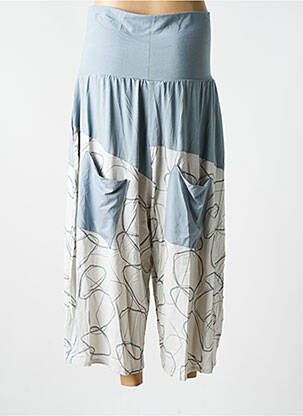 Pantalon large tissage popeline taille normale bleu ELSEWHERE femme