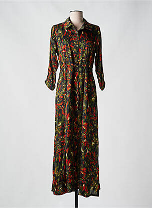 Robe longue coupe fluide manches 3/4 vert PAKO LITTO femme