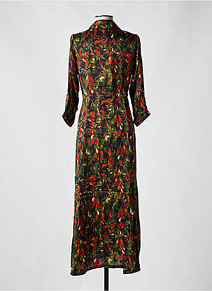 Robe longue coupe fluide manches 3/4 vert PAKO LITTO femme