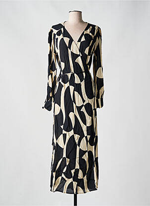 Robe longue manches longues manches longues noir GRACE & MILA femme