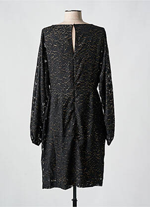 Robe mi-longue coupe fluide manches longues noir ICHI femme