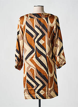 Robe courte coupe fluide manches 3/4 marron PAKO LITTO femme