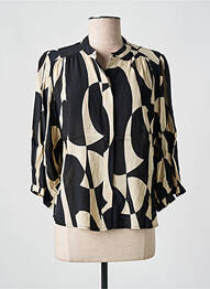 Chemisier tissage crêpe manches 3/4 noir GRACE & MILA femme