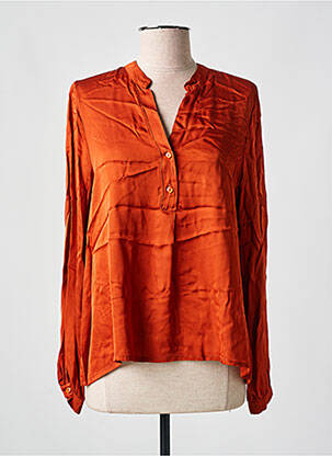 Blouse poignets boutonnés avec fente manches longues orange PAKO LITTO femme