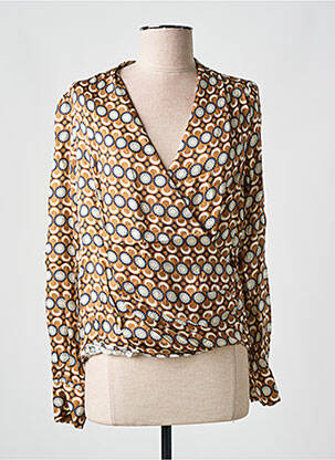 Blouse imprimé fantaisie manches longues marron GRACE & MILA femme