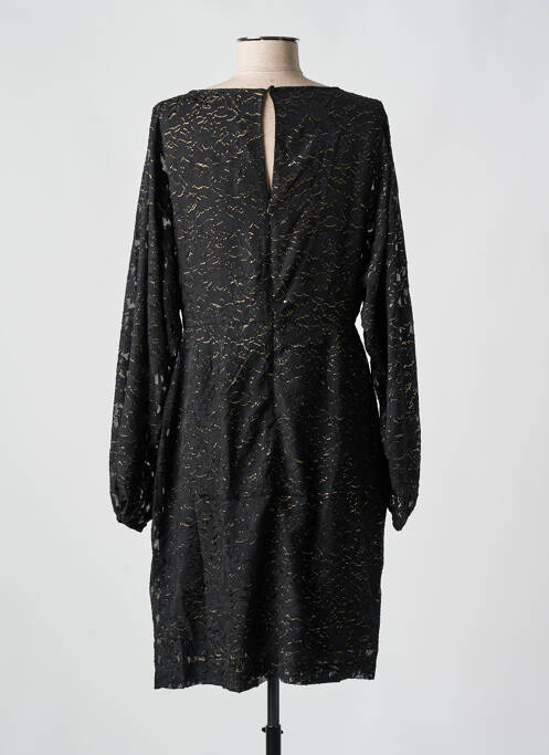 Robe mi-longue coupe fluide manches longues noir ICHI femme