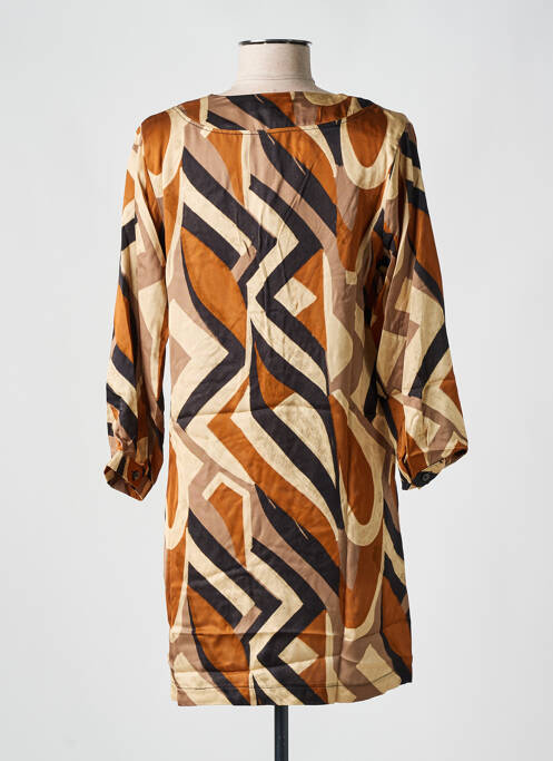 Robe courte manches 3/4 manches 3/4 marron PAKO LITTO femme