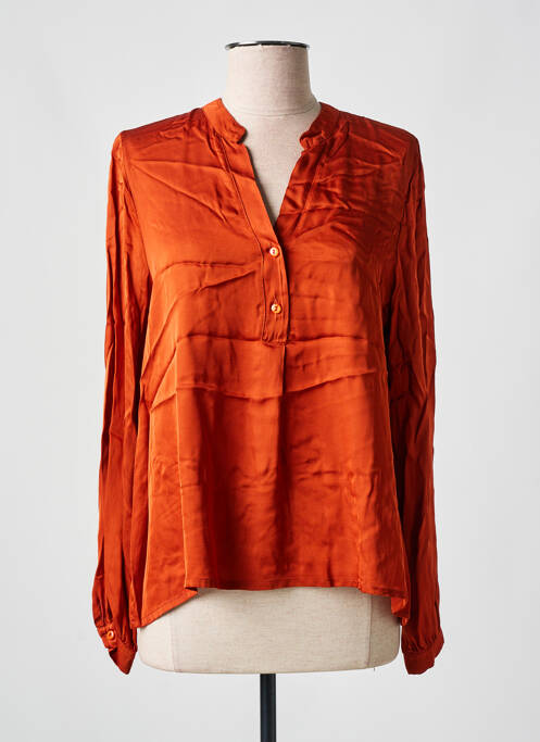 Blouse poignets boutonnés avec fente manches longues orange PAKO LITTO femme