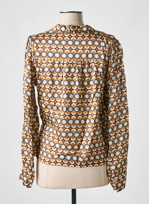Blouse imprimé fantaisie manches longues marron GRACE & MILA femme